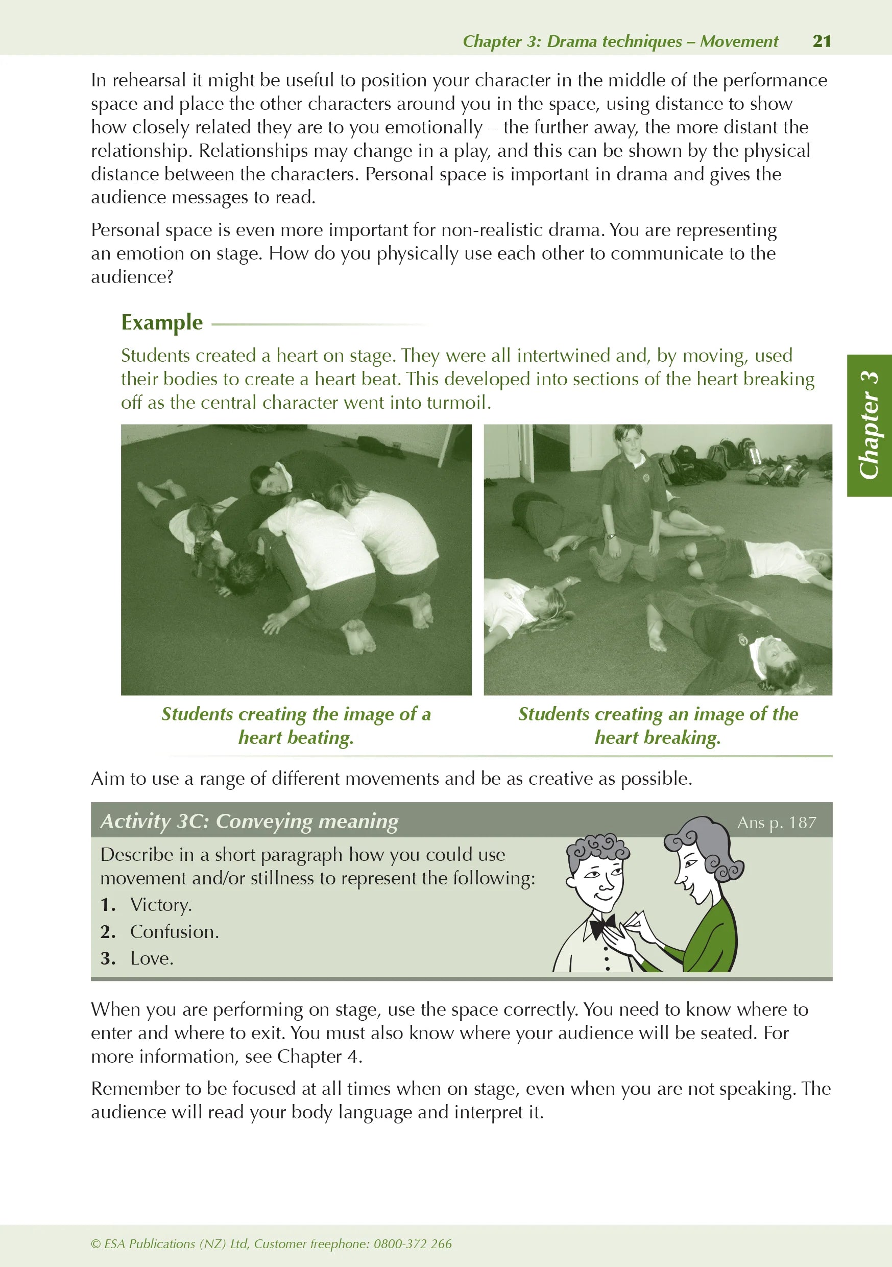 Learnwell Level 1 Drama ESA Study Guide covering NCEA Level 1 Achievement Standards 1.1 to 1.7 with theory, examples, photos, illustrations and student practice activities.