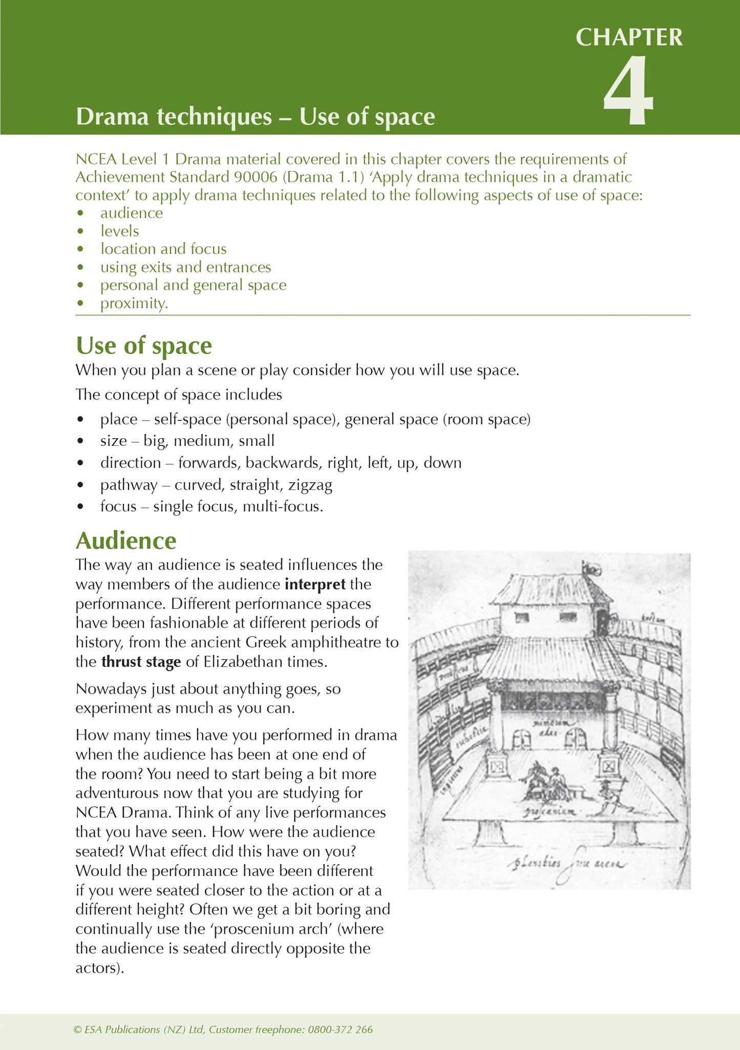 Learnwell Level 1 Drama ESA Study Guide covering NCEA Level 1 Achievement Standards 1.1 to 1.7 with theory, examples, photos, illustrations and student practice activities.