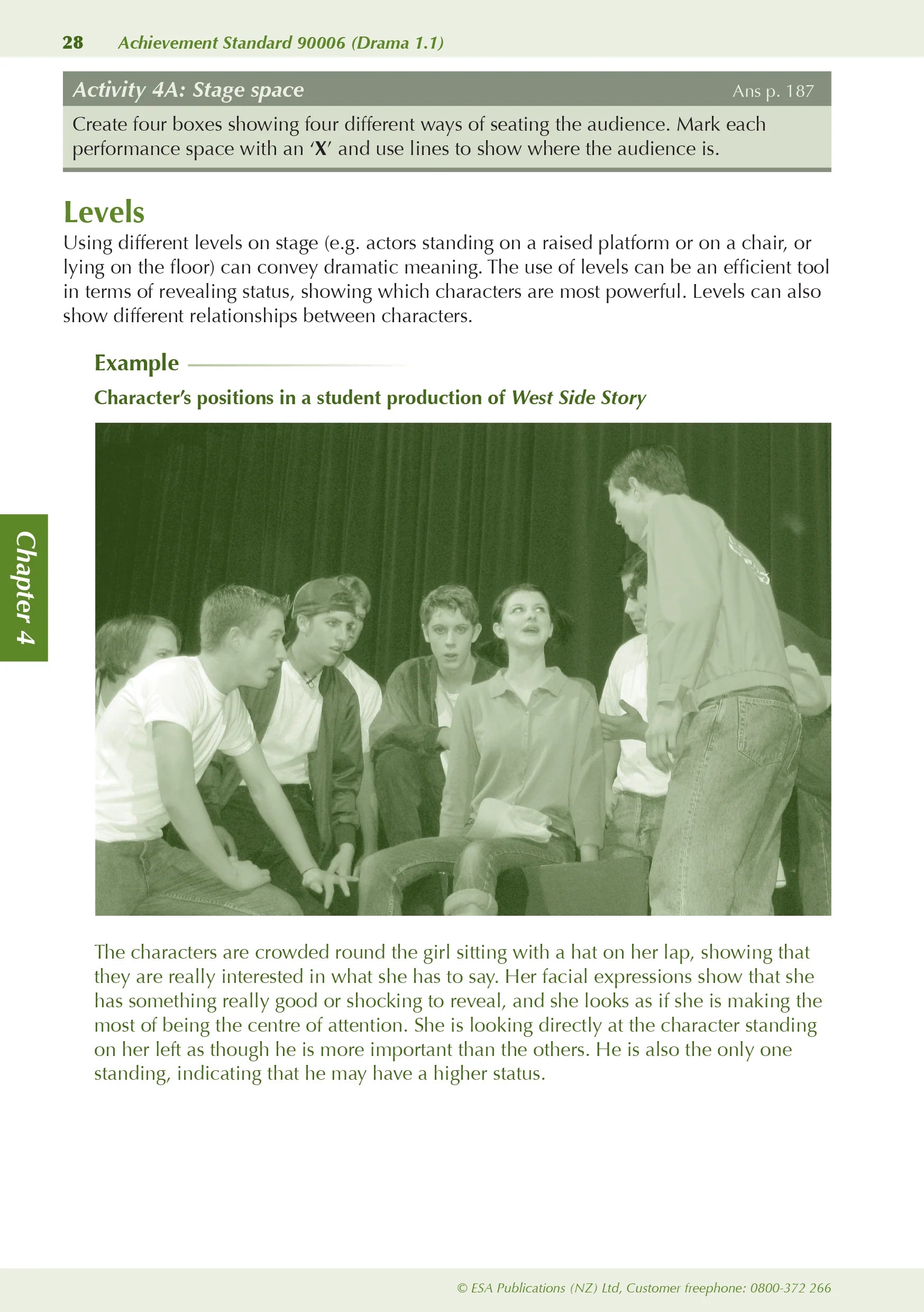 Learnwell Level 1 Drama ESA Study Guide covering NCEA Level 1 Achievement Standards 1.1 to 1.7 with theory, examples, photos, illustrations and student practice activities.