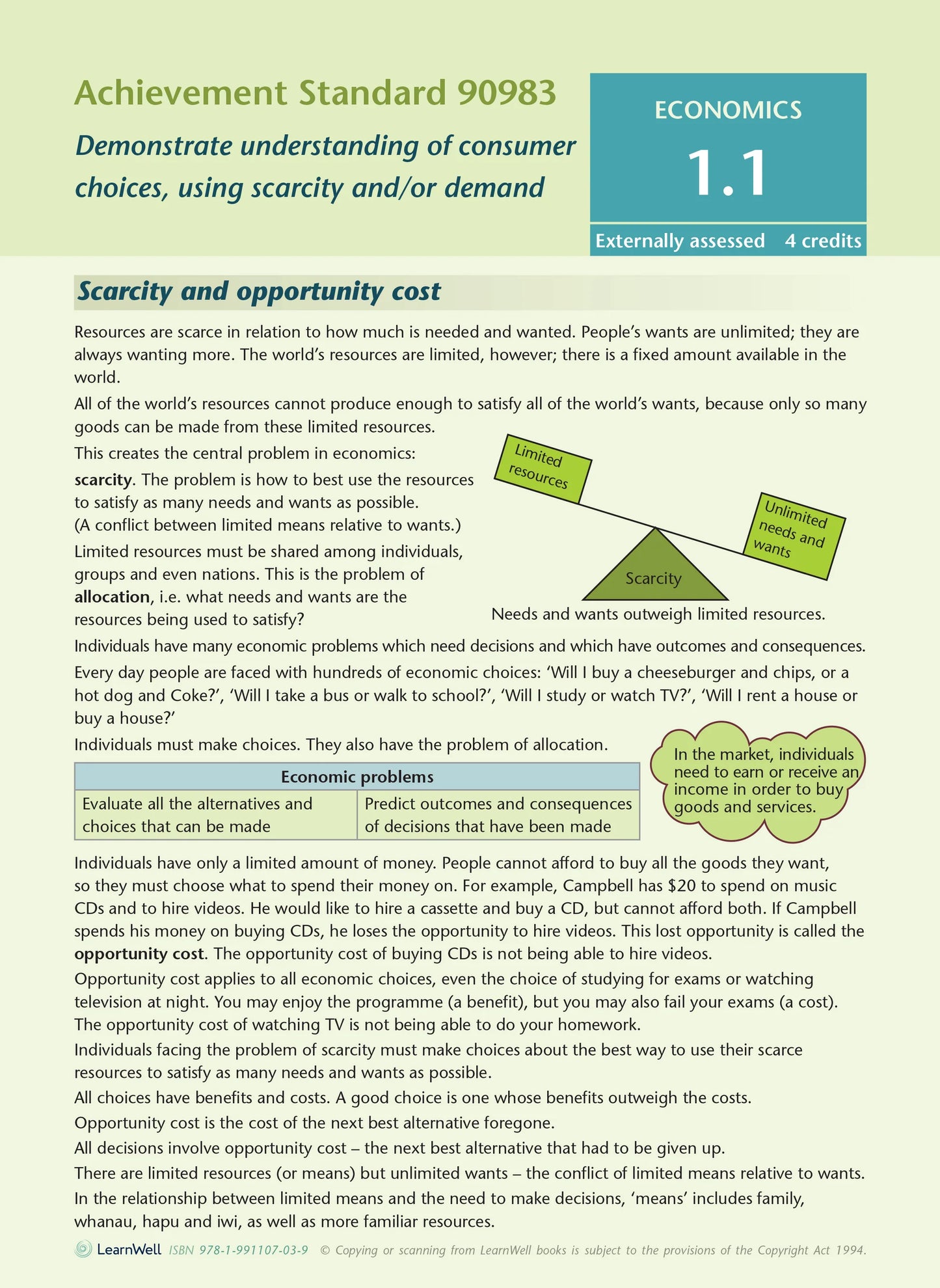 Learnwell Level 1 Economics AME Workbook – NCEA Study Guide NZ