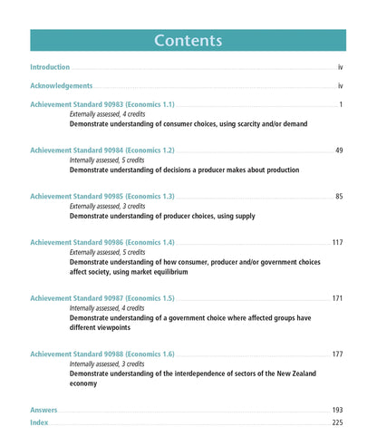 Learnwell Level 1 Economics Learning Workbook for NCEA Level 1 Year 11 students covering all six achievement standards