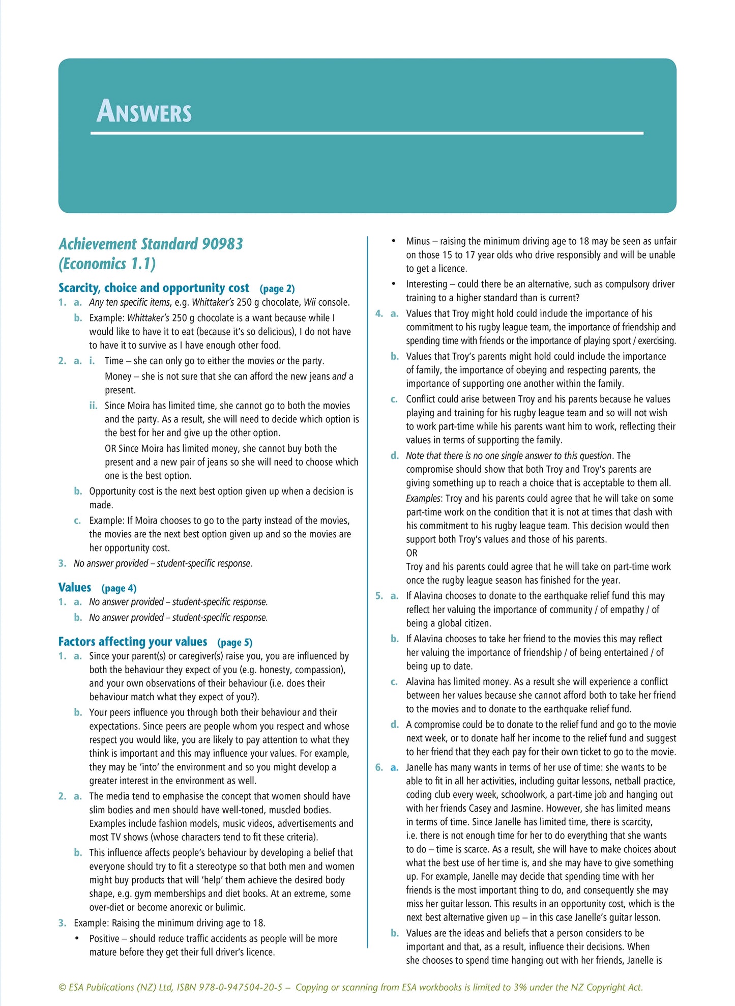 Learnwell Level 1 Economics Learning Workbook for NCEA Level 1 Year 11 students covering all six achievement standards
