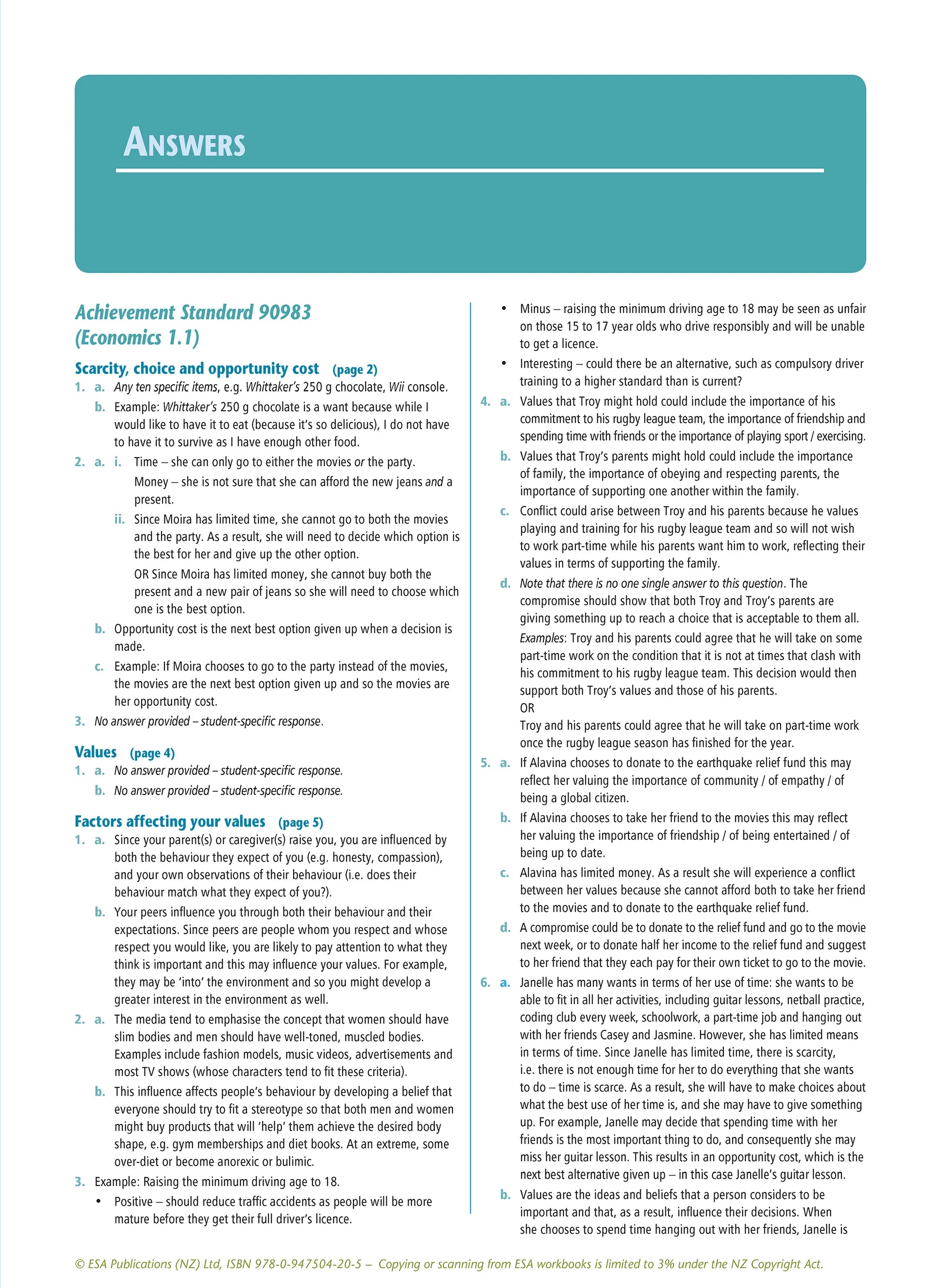 Learnwell Level 1 Economics Learning Workbook for NCEA Level 1 Year 11 students covering all six achievement standards