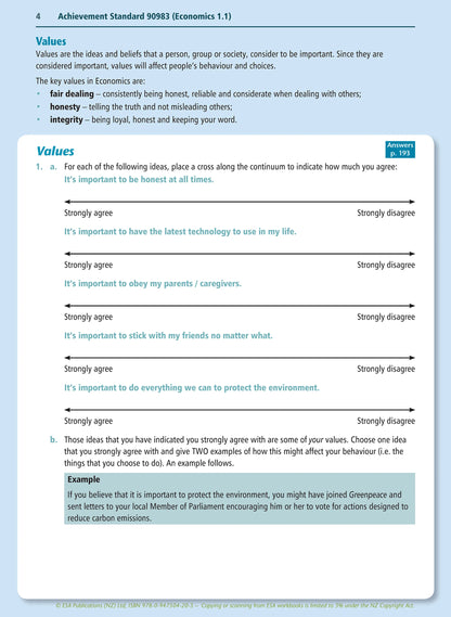 Learnwell Level 1 Economics Learning Workbook for NCEA Level 1 Year 11 students covering all six achievement standards
