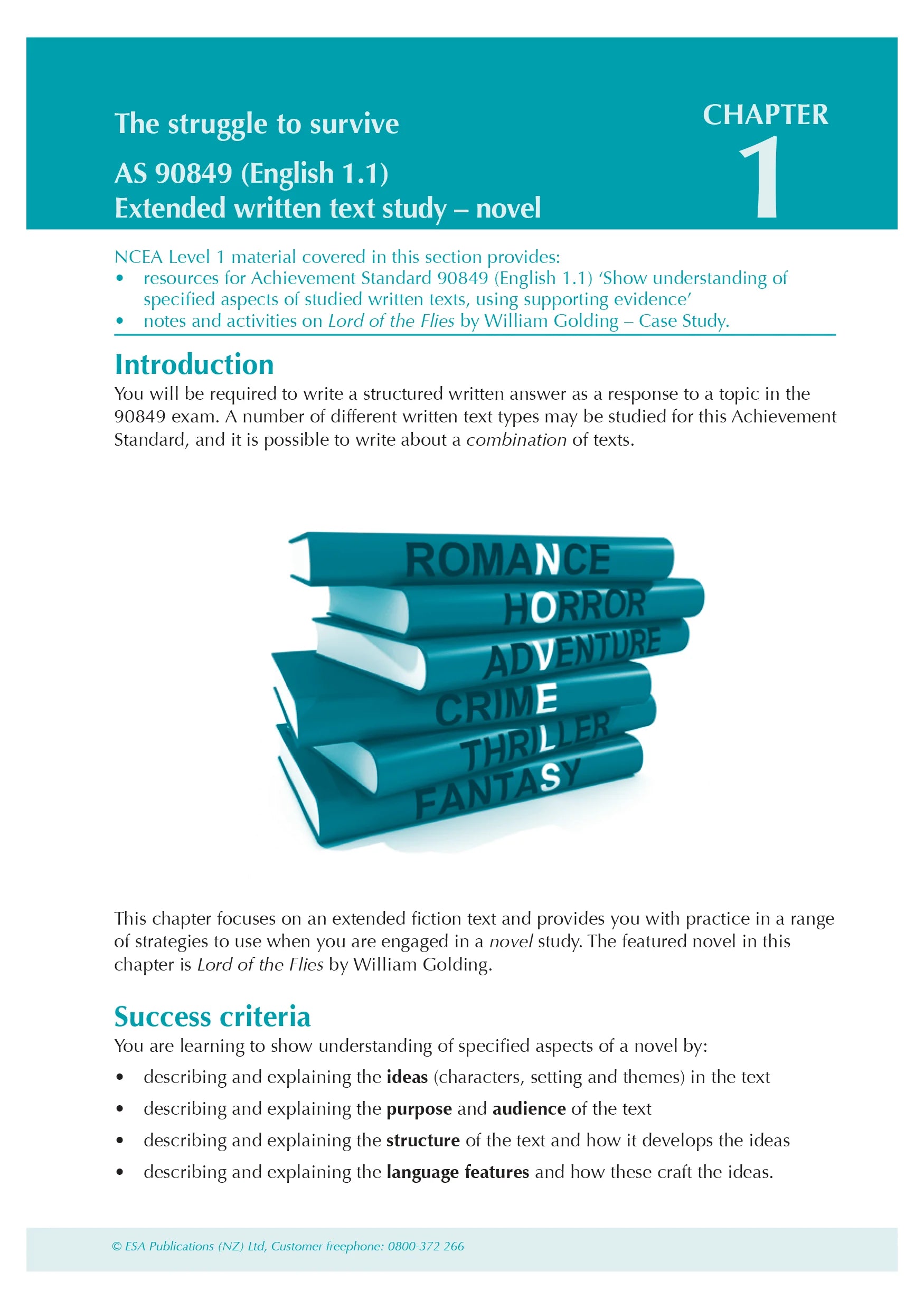 Learnwell Level 1 English ESA Study Guide | NCEA Level 1 English Standards 1.1–1.11