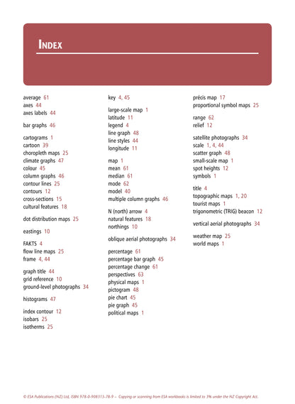Learnwell Level 1 Geographic Skills 1.4 Learning Workbook for NCEA Geography Achievement Standard AS91010 by Jean McCann