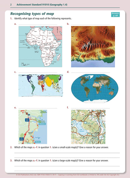 Learnwell Level 1 Geographic Skills 1.4 Learning Workbook for NCEA Geography Achievement Standard AS91010 by Jean McCann