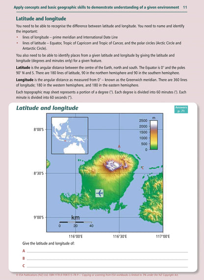 Learnwell Level 1 Geographic Skills 1.4 Learning Workbook for NCEA Geography Achievement Standard AS91010 by Jean McCann