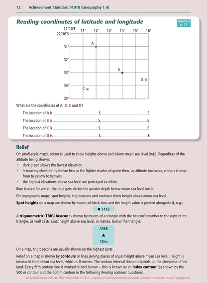 Learnwell Level 1 Geographic Skills 1.4 Learning Workbook for NCEA Geography Achievement Standard AS91010 by Jean McCann