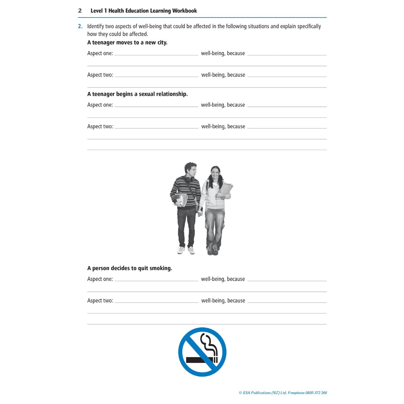 Learnwell Level 1 Health Education Learning Workbook covering NCEA Level 1 Achievement Standards 1.1 to 1.6 by Jenny Robertson and Rachael Dixon