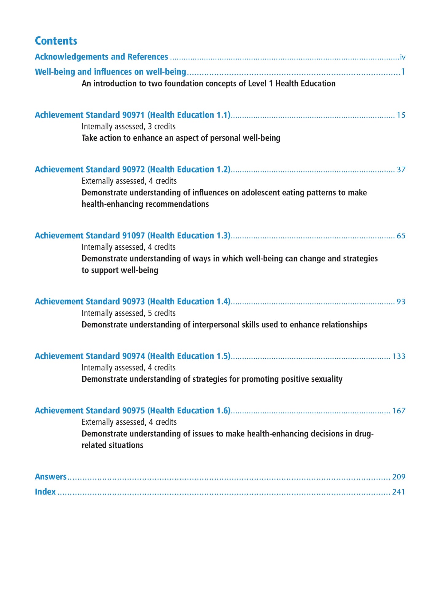 Learnwell Level 1 Health Education Learning Workbook covering NCEA Level 1 Achievement Standards 1.1 to 1.6 by Jenny Robertson and Rachael Dixon