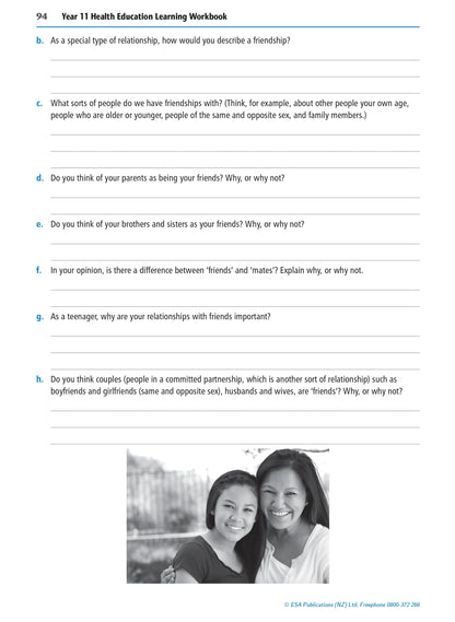 Learnwell Level 1 Health Education Learning Workbook covering NCEA Level 1 Achievement Standards 1.1 to 1.6 by Jenny Robertson and Rachael Dixon