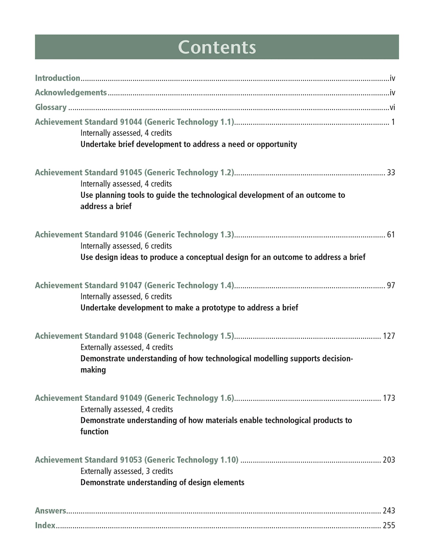 Learnwell Level 1 Materials Technology Learning Workbook for NCEA Level 1 covering Achievement Standards 1.1 to 1.6 and 1.10 with explanations, illustrations and activities with answers.