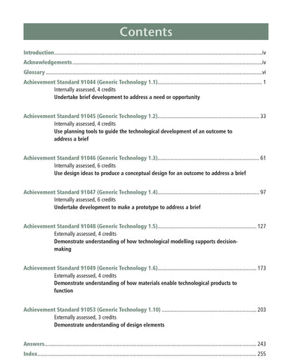 Learnwell Level 1 Materials Technology Learning Workbook for NCEA Level 1 covering Achievement Standards 1.1 to 1.6 and 1.10 with explanations, illustrations and activities with answers.