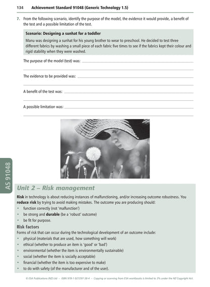 Learnwell Level 1 Materials Technology Learning Workbook for NCEA Level 1 covering Achievement Standards 1.1 to 1.6 and 1.10 with explanations, illustrations and activities with answers.