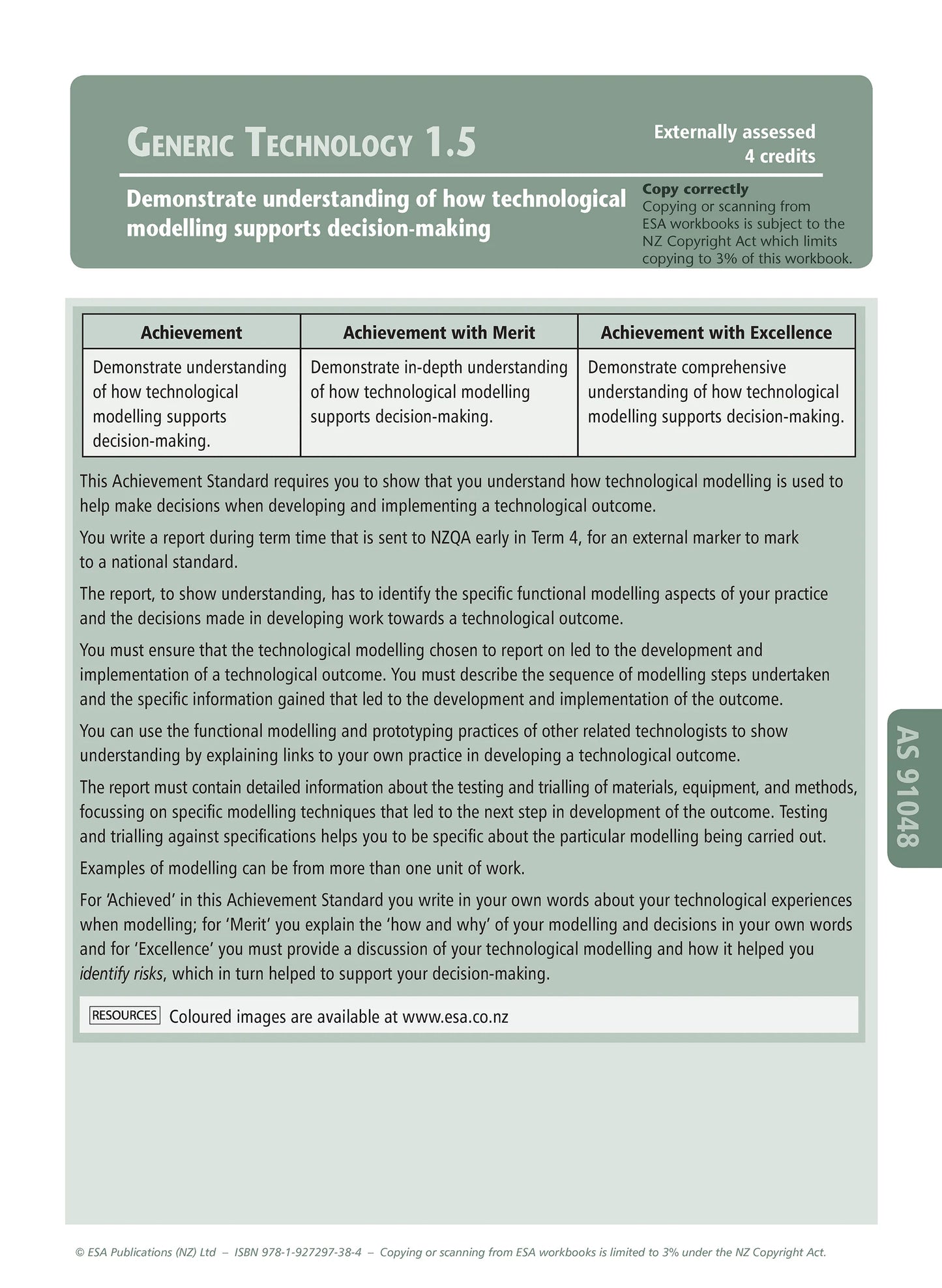 Learnwell Level 1 Materials Technology Learning Workbook for NCEA Level 1 covering Achievement Standards 1.1 to 1.6 and 1.10 with explanations, illustrations and activities with answers.