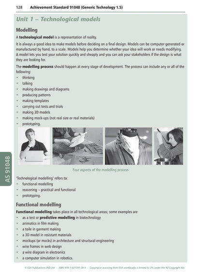 Learnwell Level 1 Materials Technology Learning Workbook for NCEA Level 1 covering Achievement Standards 1.1 to 1.6 and 1.10 with explanations, illustrations and activities with answers.