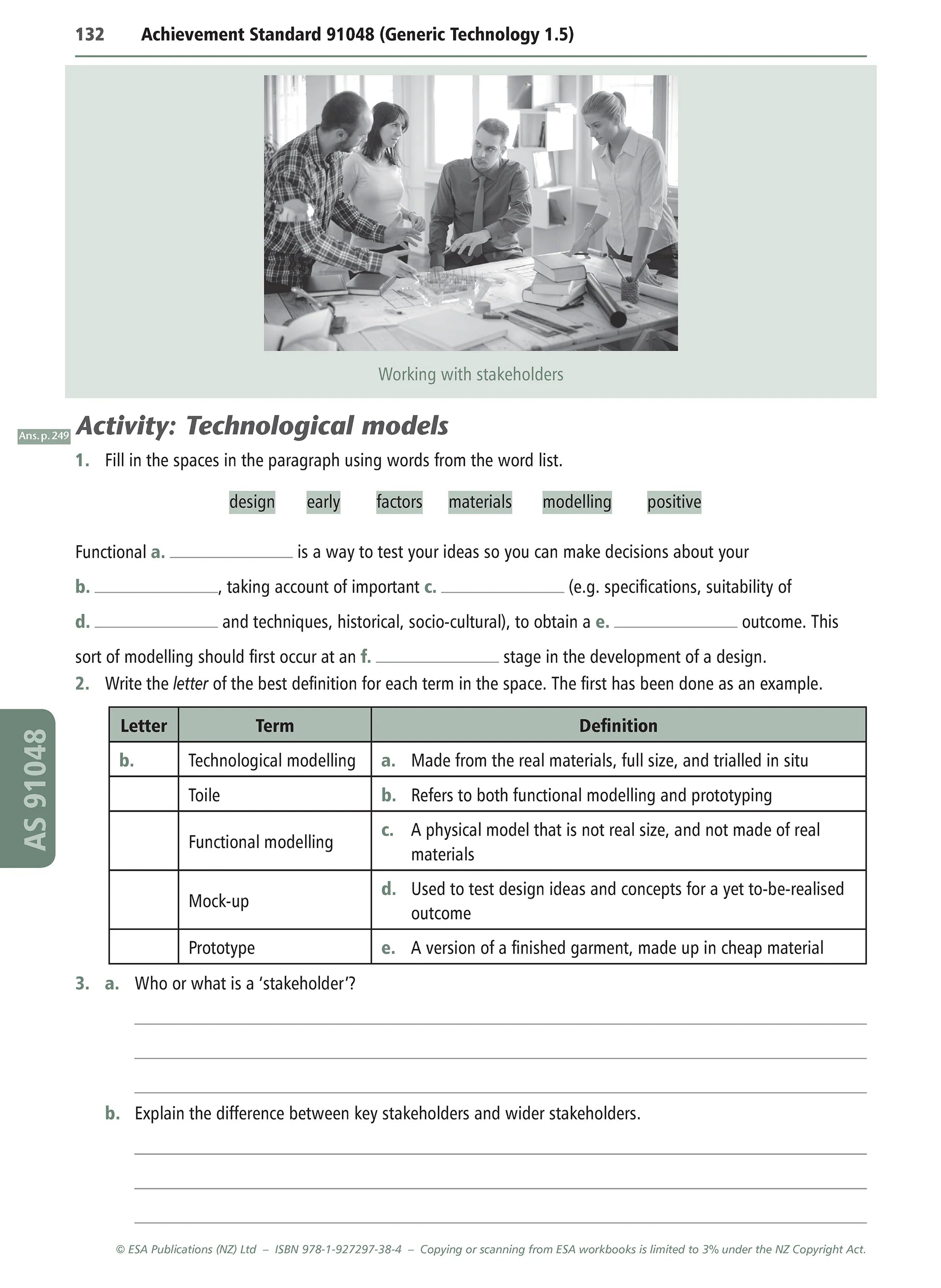 Learnwell Level 1 Materials Technology Learning Workbook for NCEA Level 1 covering Achievement Standards 1.1 to 1.6 and 1.10 with explanations, illustrations and activities with answers.
