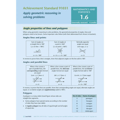 Learnwell Level 1 Maths & Stats AME Workbook – NCEA Revision NZ