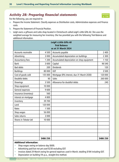 Learnwell Level 2 Accounting 2.3 Learning Workbook | NCEA