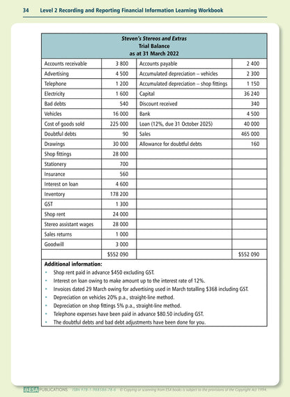 Learnwell Level 2 Accounting 2.3 Learning Workbook | NCEA