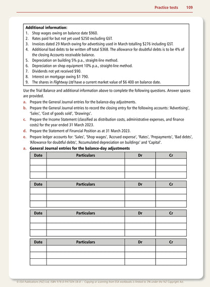 Learnwell Level 2 Accounting Learning Workbook – NCEA Accounting