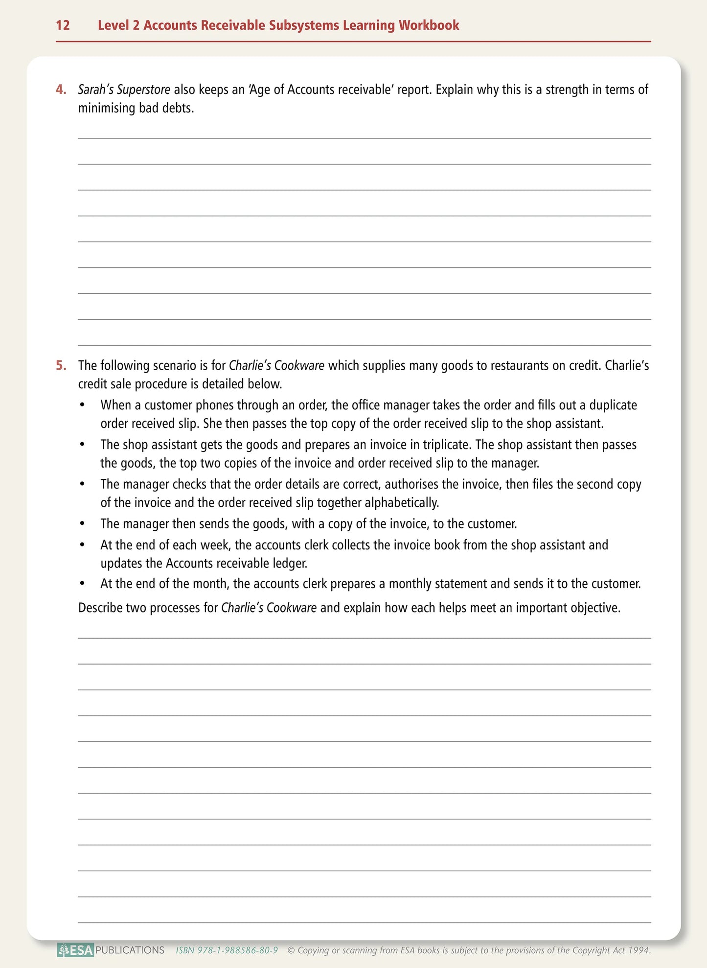Learnwell Level 2 Accounts Receivable Subsystems 2.6 Workbook NCEA