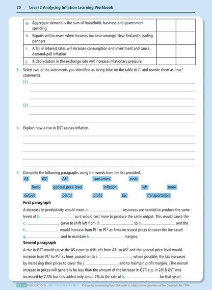 Learnwell Level 2 Analysing Inflation 2.1 Learning Workbook
