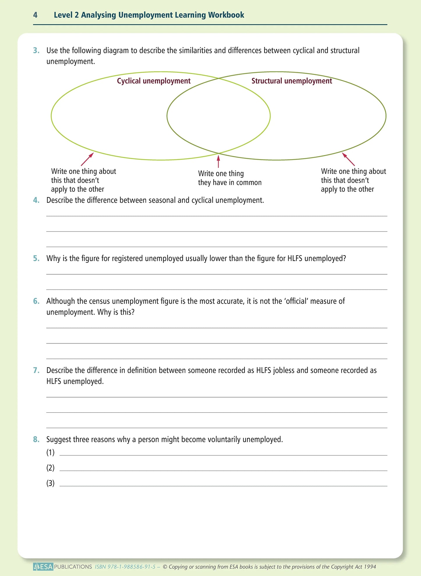 Learnwell Level 2 Analysing Unemployment 2.4 Workbook | NCEA Economics