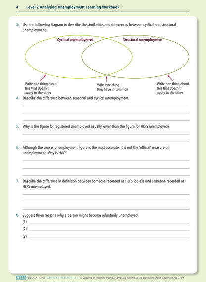 Learnwell Level 2 Analysing Unemployment 2.4 Workbook | NCEA Economics