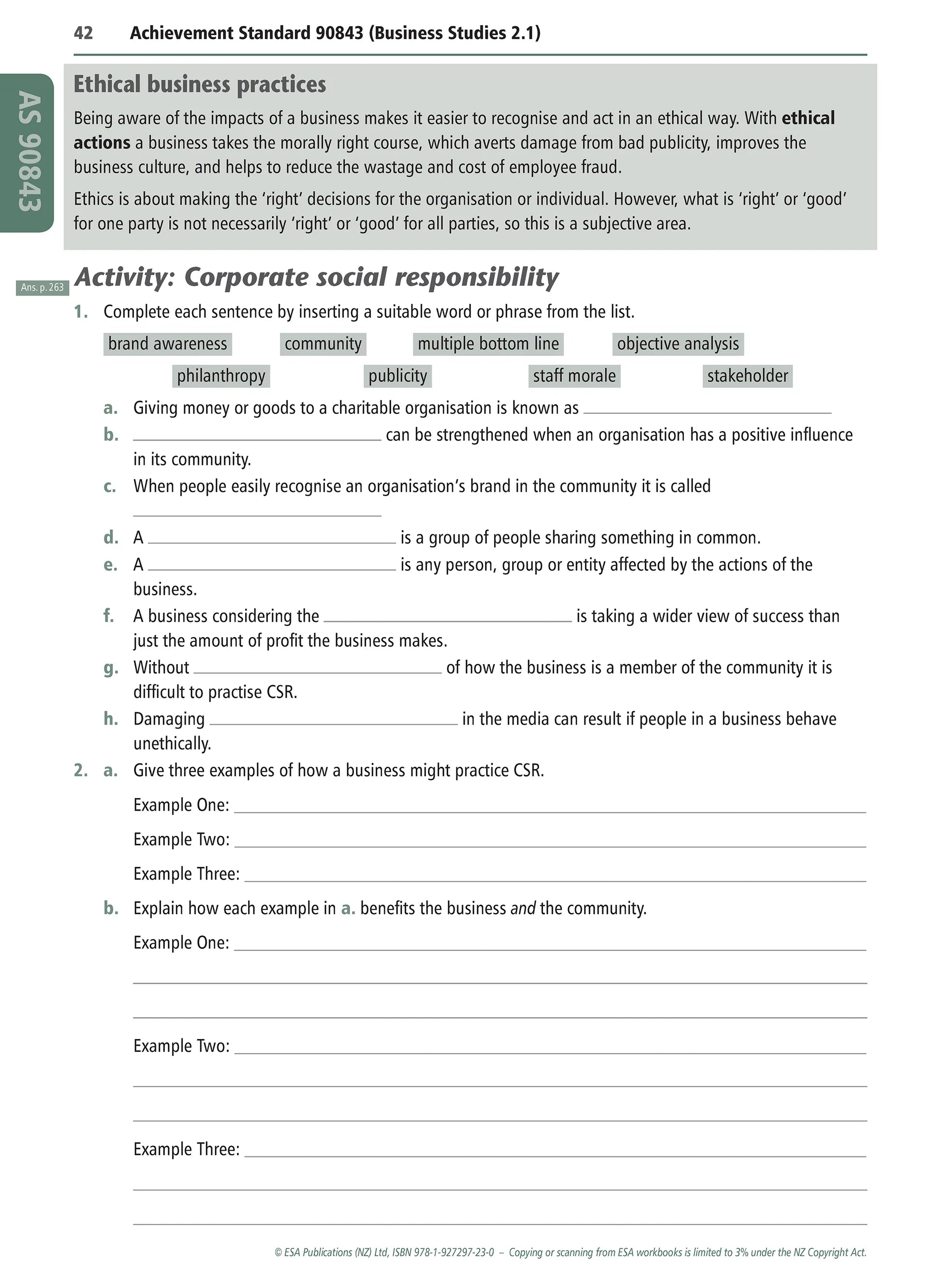 Learnwell Level 2 Business Studies Learning Workbook – NCEA
