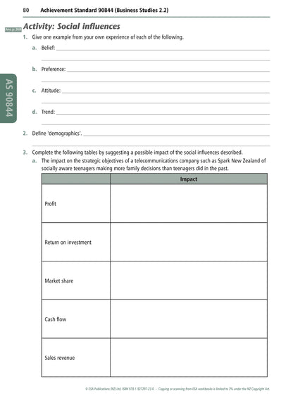 Learnwell Level 2 Business Studies Learning Workbook – NCEA