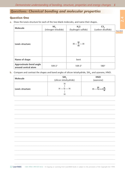 Learnwell Level 2 Chemistry AME Workbook | NCEA Level 2 Study Guide NZ