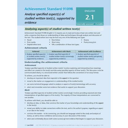 Learnwell Level 2 English AME Workbook - NCEA Level 2 Study Guide NZ