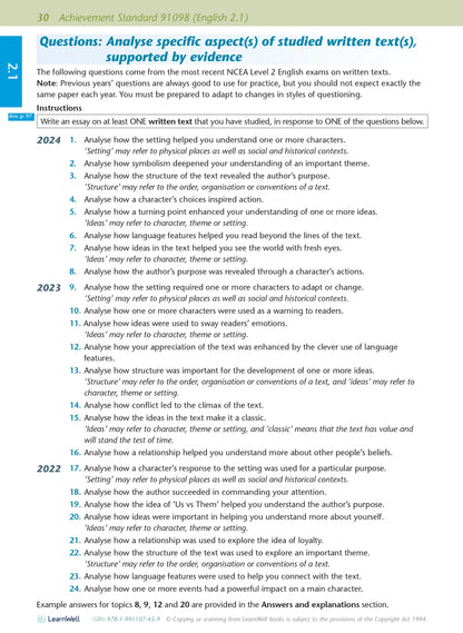 Learnwell Level 2 English AME Workbook - NCEA Level 2 Study Guide NZ
