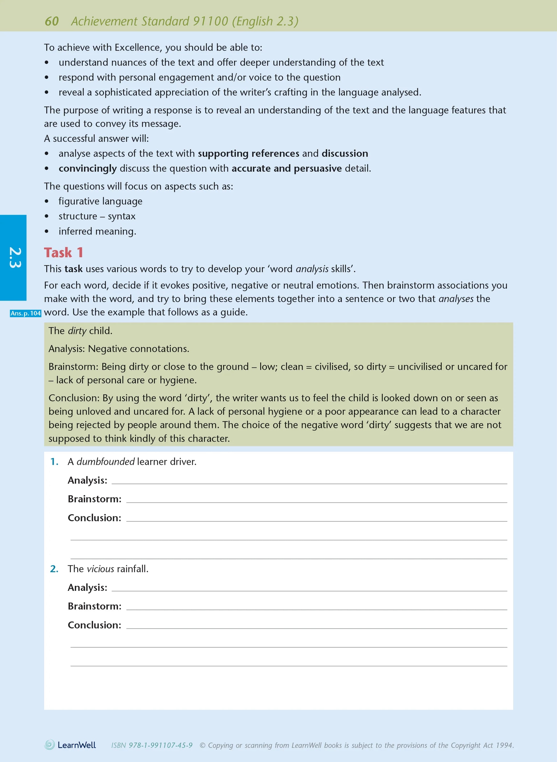 Learnwell Level 2 English AME Workbook - NCEA Level 2 Study Guide NZ
