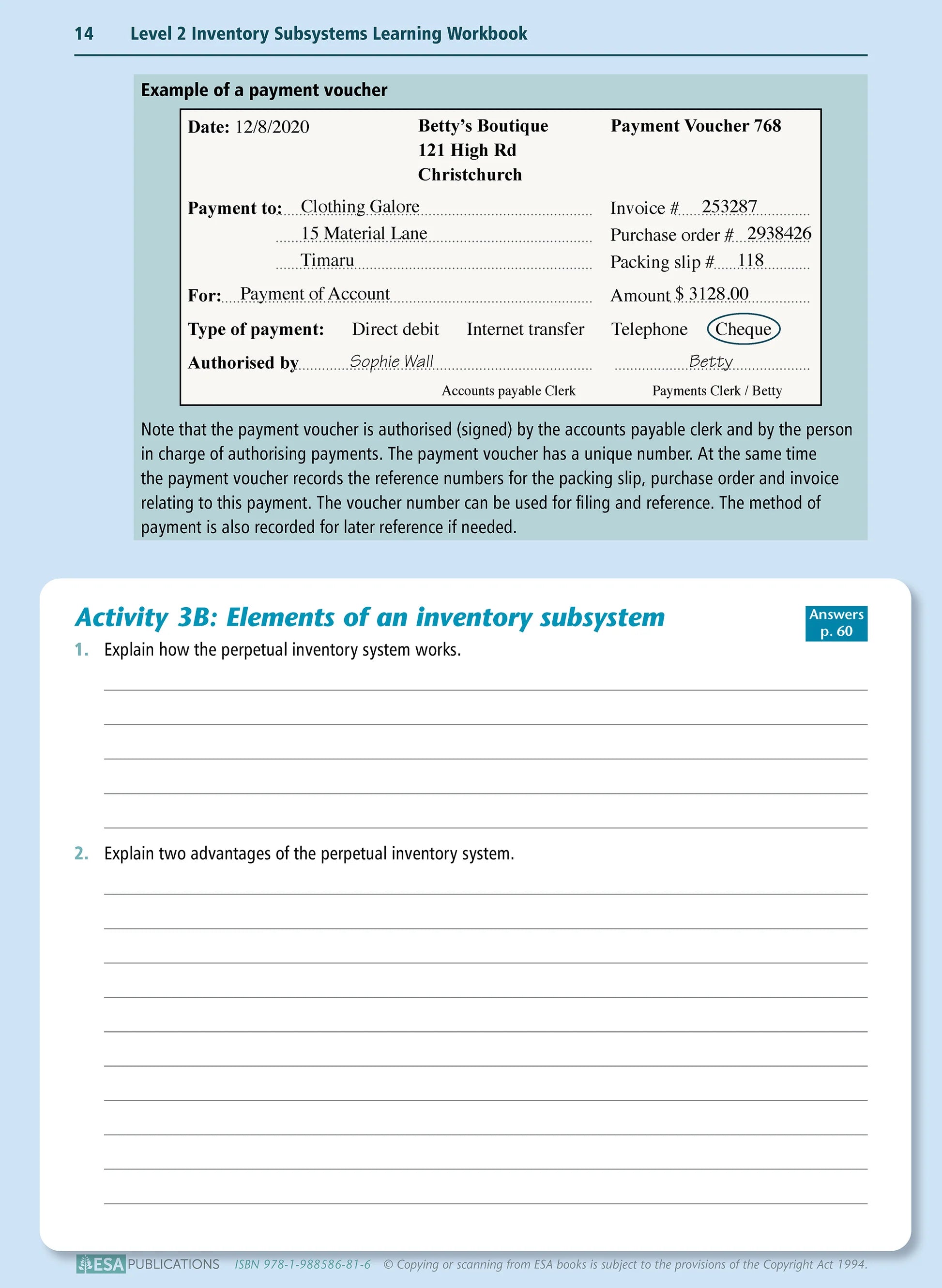 Learnwell Level 2 Inventory Subsystems 2.7 Workbook | NCEA