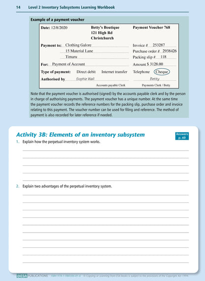 Learnwell Level 2 Inventory Subsystems 2.7 Workbook | NCEA