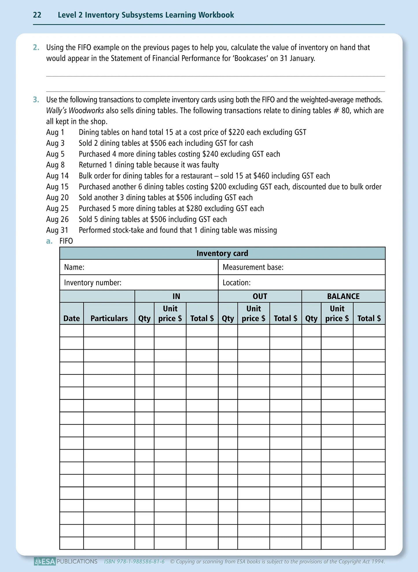 Learnwell Level 2 Inventory Subsystems 2.7 Workbook | NCEA
