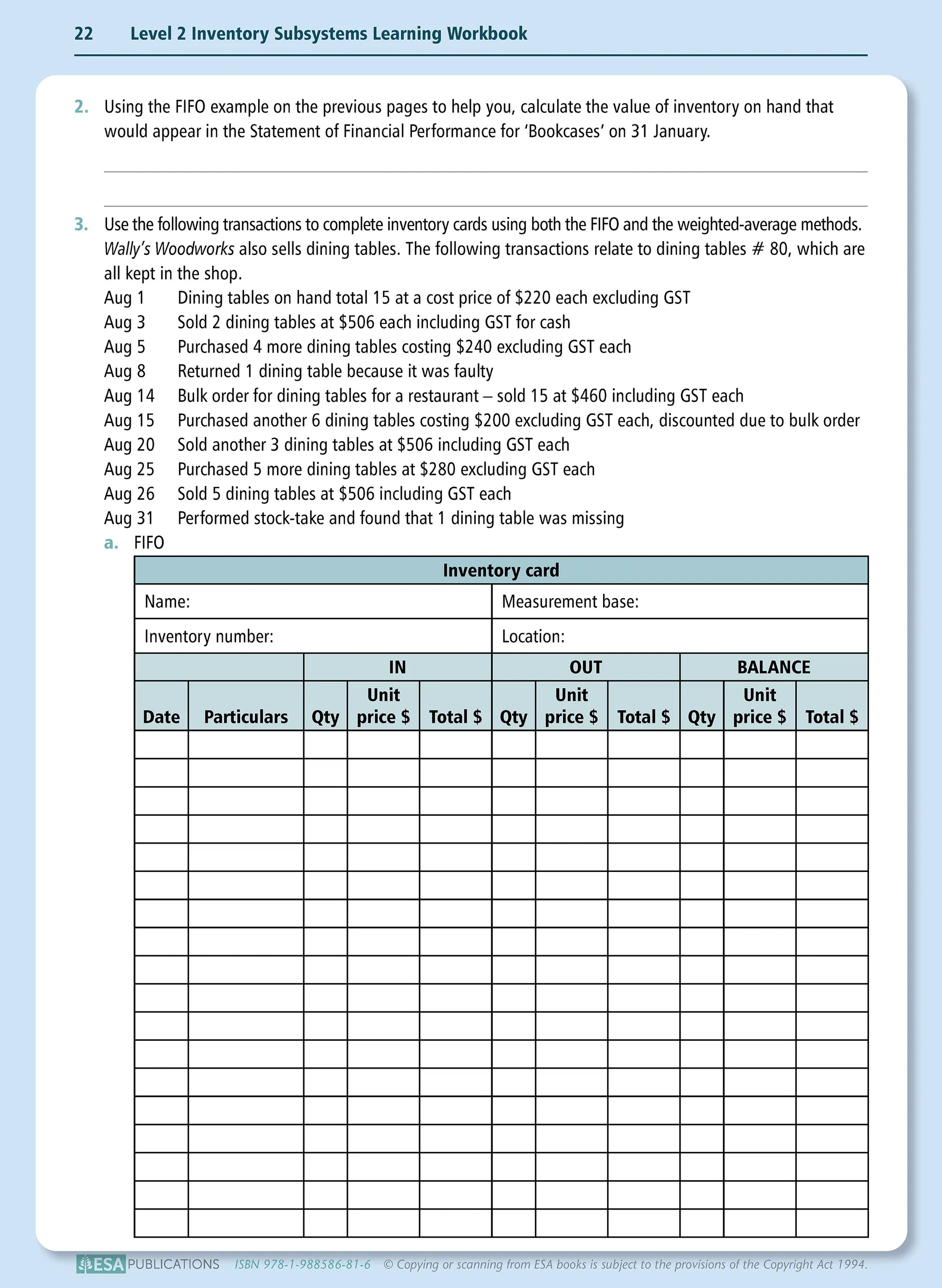 Learnwell Level 2 Inventory Subsystems 2.7 Workbook | NCEA