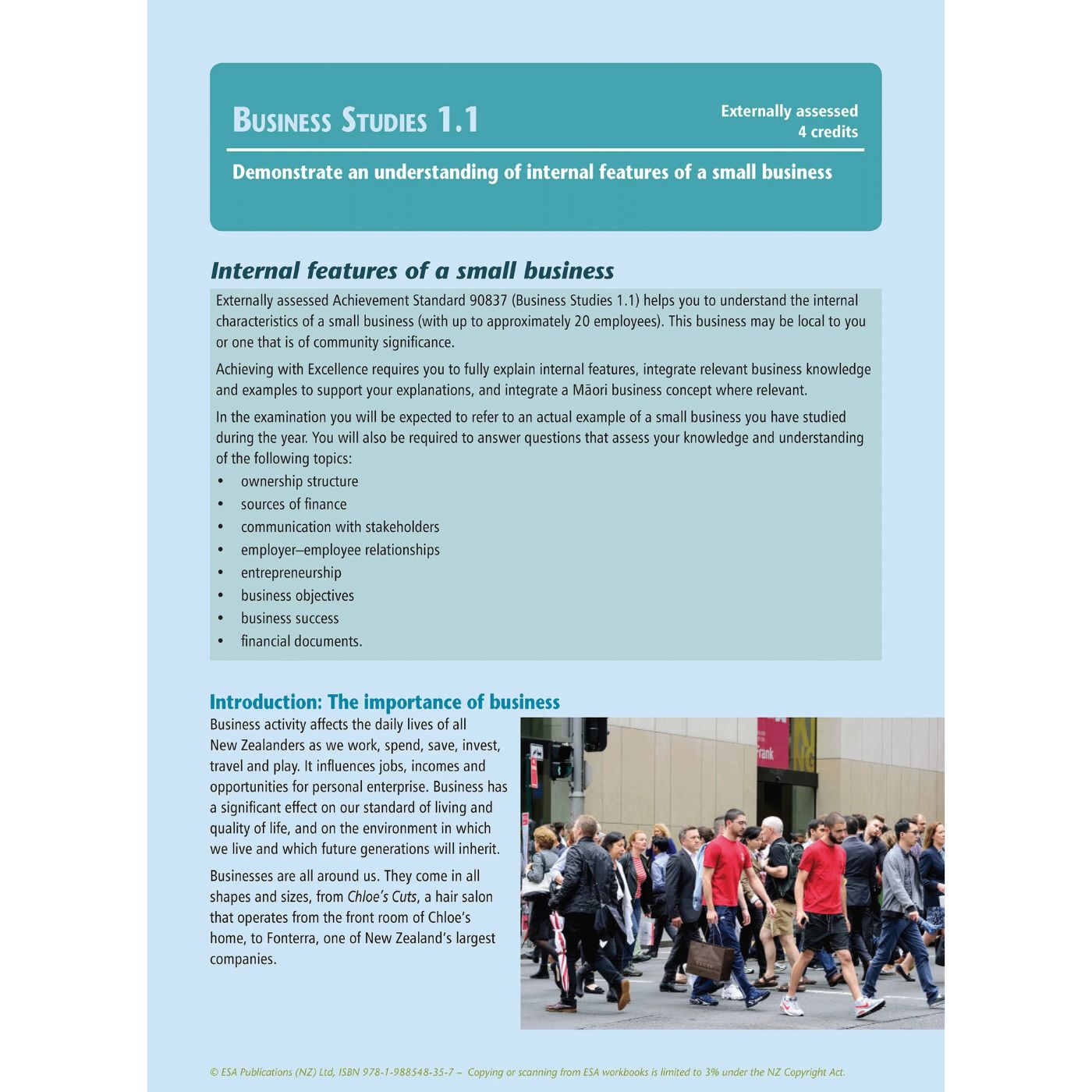 Learnwell Level 1 Business Studies Learning Workbook for NCEA Level 1 students by Jennie England