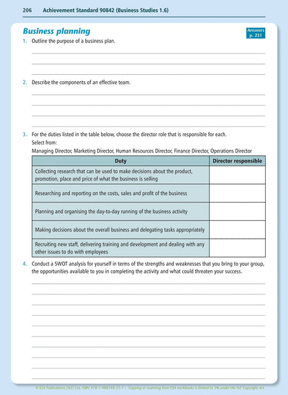 Learnwell Level 1 Business Studies Learning Workbook for NCEA Level 1 students by Jennie England