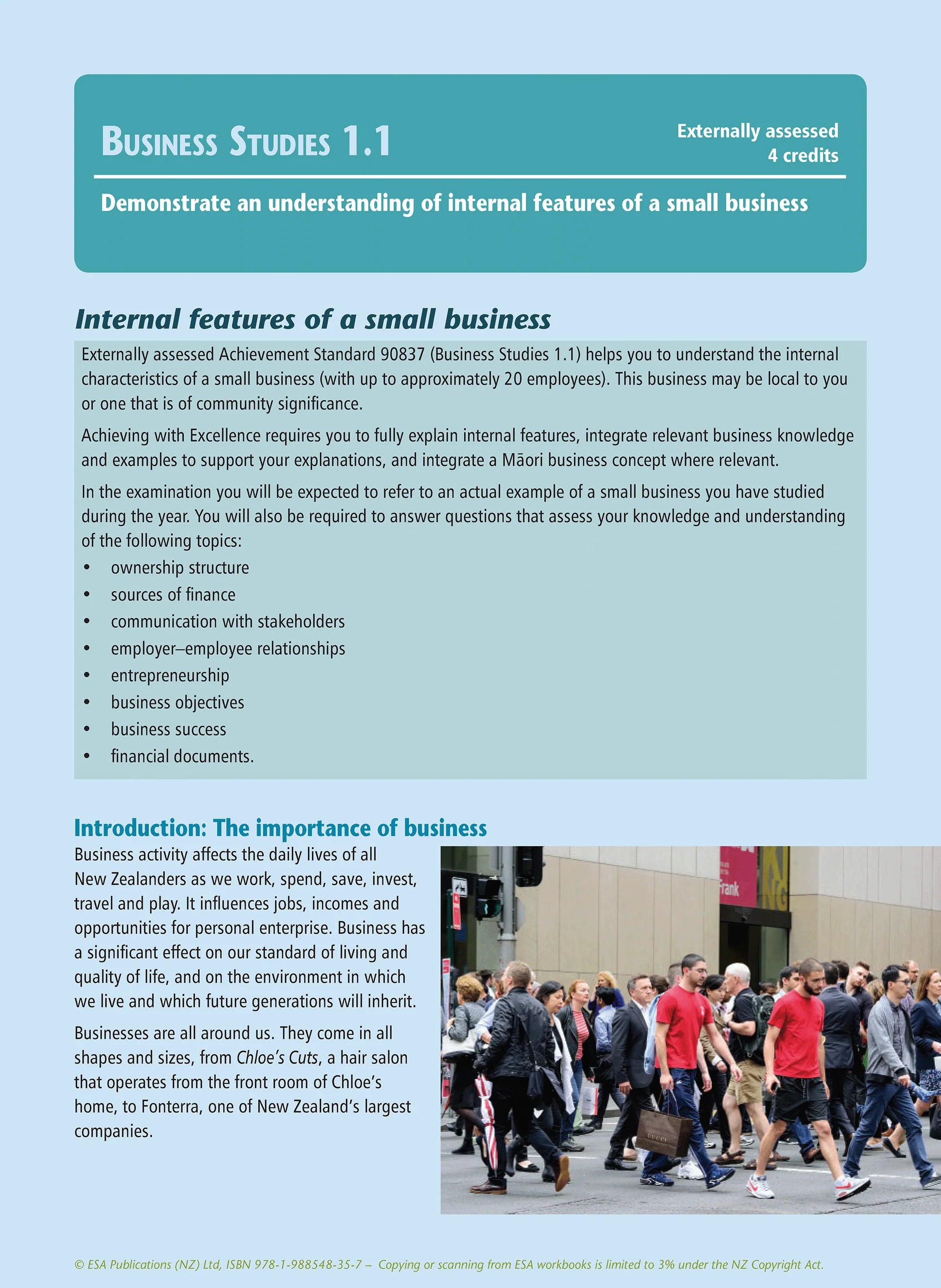 Learnwell Level 1 Business Studies Learning Workbook for NCEA Level 1 students by Jennie England