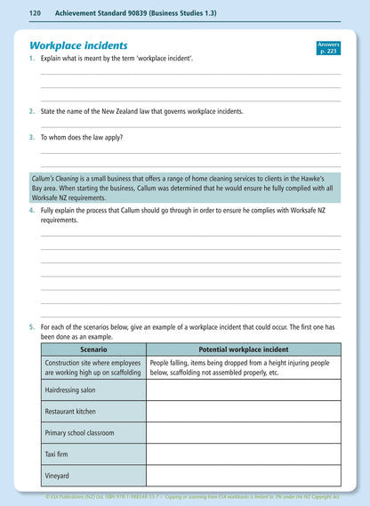 Learnwell Level 1 Business Studies Learning Workbook for NCEA Level 1 students by Jennie England