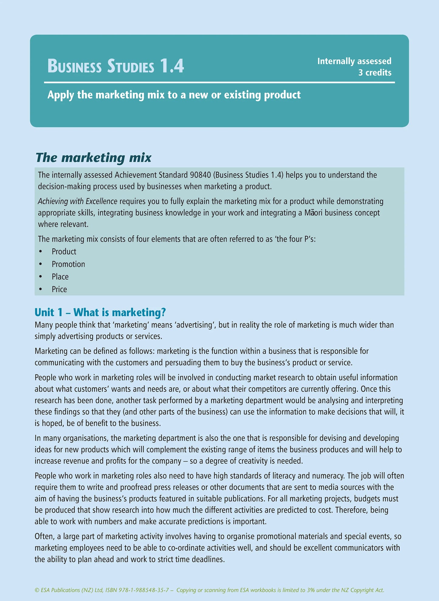 Learnwell Level 1 Business Studies Learning Workbook for NCEA Level 1 students by Jennie England