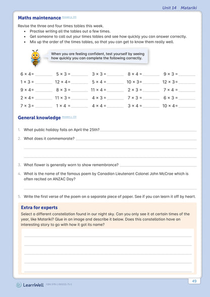 Learnwell Year 5 Homework Start Right Workbook