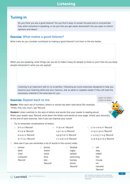 Learnwell Year 7 English Start Right Workbook