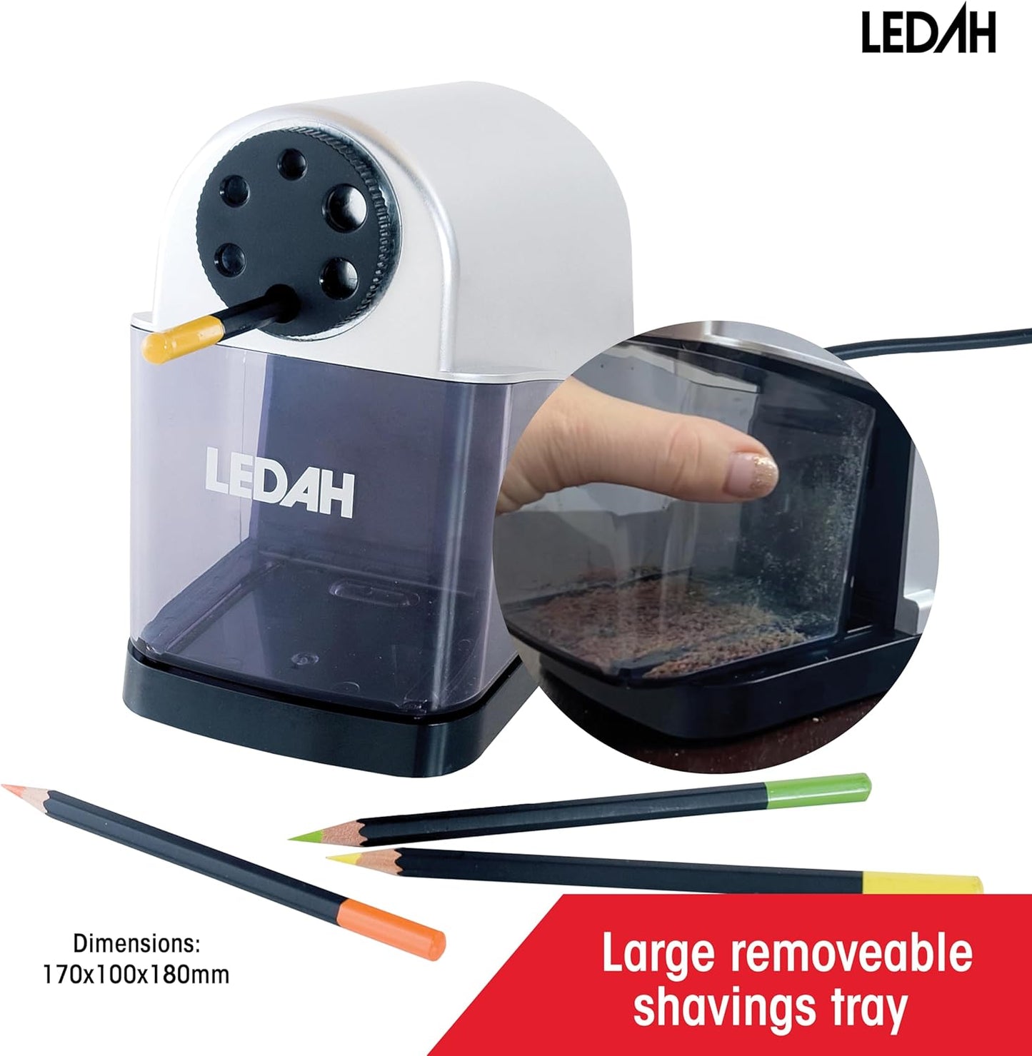 Ledah Electric Pencil Sharpener 11333 upto 11mm Heavy Duty 6 Hole