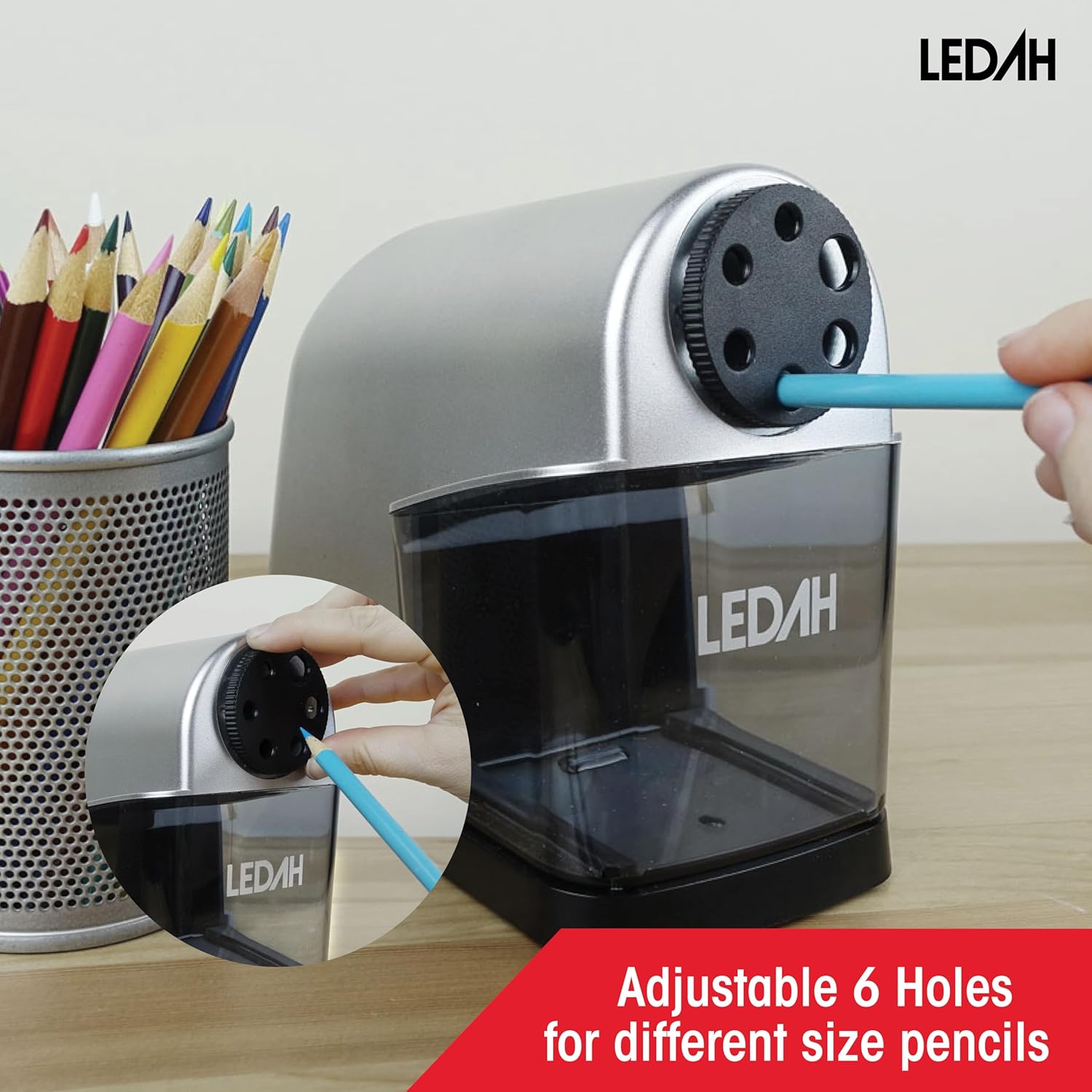 Led Rabar Sharpener Ledah Electric Pencil Sharpener 11333 upto 11mm Heavy Duty 6 Hole ...
