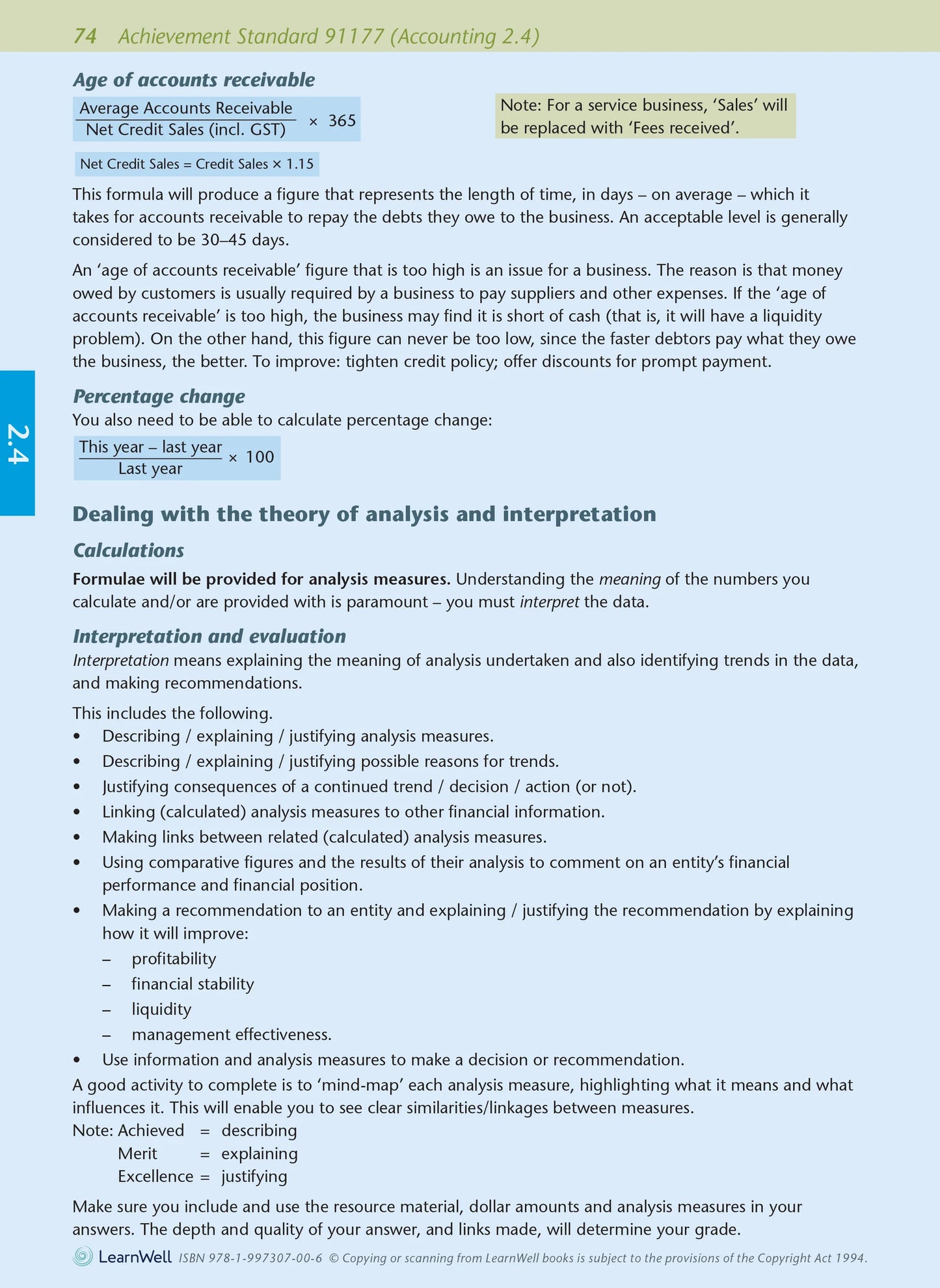 Level 2 Accounting AME Workbook 2026 Edition by Anne Dick covering NCEA Level 2 Accounting Achievement Standards 2.1, 2.3 and 2.4.